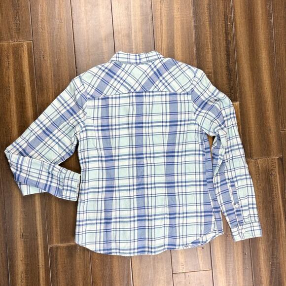 Size XS L.L.Bean Blue & White Soft Plaid Flannel Long Sleeved Shirt Gorpcore - Picture 6 of 9